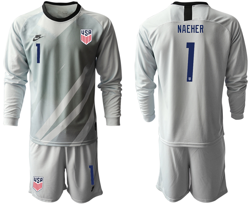 Men 2020-2021 Season National team United States goalkeeper Long sleeve grey #1 Soccer Jersey